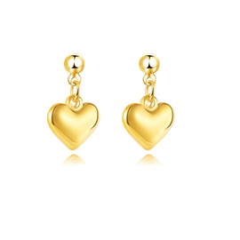 QLYOVWE Red Love Heart Dangle Earrings for Women Fashionable Statement Earrings Minimalism Heart Earrings Hot Pink Earrings (3D Gold)