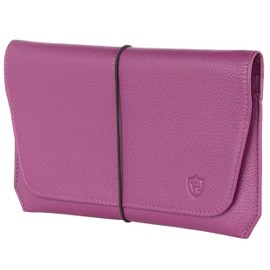 VON HEESEN Leather Passport Holder with RFID Protection - Passport Case Made of Genuine Leather - Passport Organiser for Style-Conscious Men and Women, Pink, Landscape