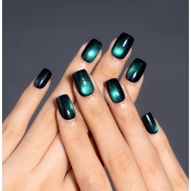 CurvLife Curvlife Press On Nails Kit - Full Cover False Nail Tips with Trendy Designs, Reusable & Glue Included - Easy Application Nail Accessories for Women (multicolor cat eye, Short)