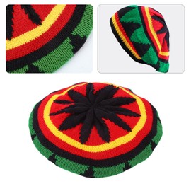 MFUOE 2Pieces Rasta Hat Rainbow Jamaican Cap Hats Colorful Slouchy Baggy Cap Hippie Beanie Skull Hat for Adult Cosplay Party Decoration