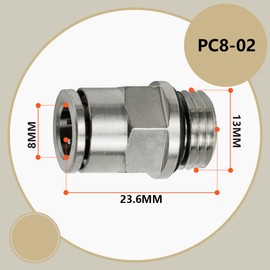 Bwintech 5 Pcs 8mm Tubing OD x 1/4" BSP Male Thread with O-Ring Straight Nickel-Plated Brass Push to Connect Pneumatic Push Lock Fitting