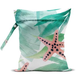 AASRR Wet Dry Bag, Wet Bag for Swimsuit, Travel, Beach, Pool, Diapers, Dirty Yoga Gym Clothes, Makeup Bag, Tropical Starfish Summer Vacation Essentials