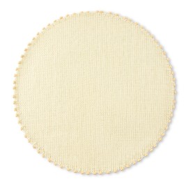 Woven Water Resistant Lindos Fabric Placemat Set 6-Pack, 15" Round, Beige
