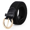 WERFORU Ladies Stretch Belt with Gold Buckle Women's Elasticated Woven Braided Belt for Jeans Pants Black