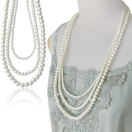 Asian Style Mao Accessories, Pearl Necklace, Long Necklace, 3 Layers, Volume Type (Pearl, Fake Pearl), For Ceremonial Occasions, Weddings, Parties, Formals, Multiple Uses, Everyday Use, Elegant, High