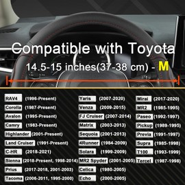 West Llama Customized Auto Car Steering Wheel Cover with 3D Texture for Toyota(Black+Red Line-Standard Size)