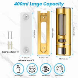 Foam Hand Soap Dispenser, 400ml Bathroom Shower Dispenser Gel Container Shower Pump Dispenser and Organizer for Bathroom Kitchen Hotel, Refillable Liquid Lotion Soap Dispenser Wall Mounted…