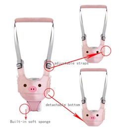 Handheld Baby Walker Assistant Belt Adjustable Detachable Walking Harness Protective Belt for Kids Infant Toddlers (Pink)