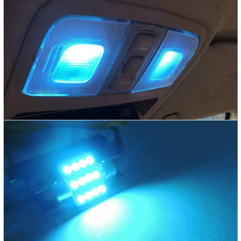 SHENKENUO 13pcs Blue LED Lights Interior Package Kit Car Dome