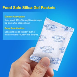 Absorbking Moisture Absorbers C 100 Gram 12 Packs Silica Gel Packets, Desiccant Packs for Storage, Food Safe Desiccant for Foods, 3D Filaments, Electronics, Tools, Safes