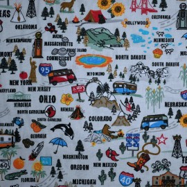 Signature BonEFul FQ Cotton Quilt White Rainbow US American Road States Route 66 Scene Map