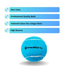 UrbanFetch- Blue Durable Dog & Puppy Toy, High Visibility Tennis Ball That Dogs Can See (Non-Squeaker, 12 Medium Balls)
