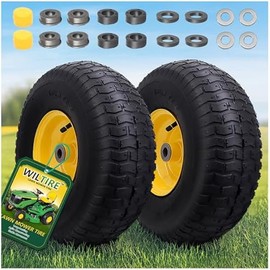 15x6.00-6 Tire and Wheel Assembly (2 Pack),Replacement Riding Lawn Mower Front Tires - With 3" Centered Hub and 3/4" Bushings (Extra 5/8" Bushings)