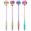 Flower Spoon Set Rainbow Stainless Steel Reusable Long Spoons Cute