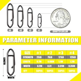 BCTEPTFOTL 50pcs Fishing Speed Clips, Stainless Steel Fishing Power Clips High Strength Quick Change Snap Connector, Crankbait Popper Lures Fishng Clip 25LB