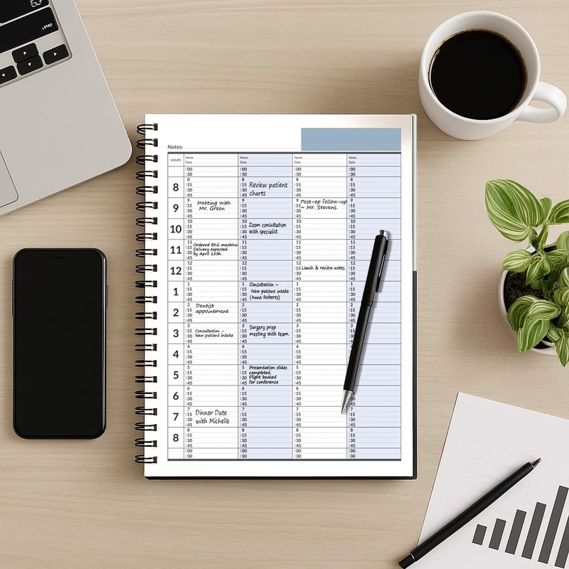 Hourly Appointment Book, Scheduling Book, Daily Schedule Planner with 15