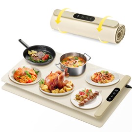 Upgrade Graphene Food Warming Mat, Fast Full Surface Heating Electric Warming Tray, Portable Rollable Food Warmer for Parties Buffet with 6 Temperature and Timer Settings, Gifts for Mom Wife