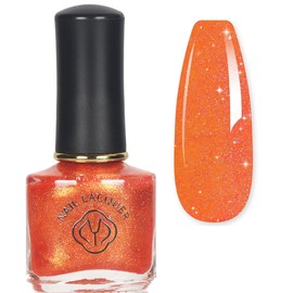 Glitter Nail Polish - Orange Pearl Nail Polish - Shimmer Holographic Mermaid Nail Polish - Pearlescent Shell Glitter Orange Nail Varnish - Quick Dry Shine Reflective Nail Art Gifts for Women