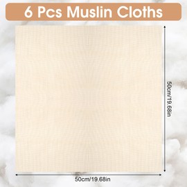 Cheesecloth 6 Pack, 50x50cm Muslin Cloths for Cooking, Reusable Soft Cheesecloth for Straining, Cotton Cloth Food Strainer, Muslin Clothes Weave Fabric Filter for Straining, Cooking, Baking
