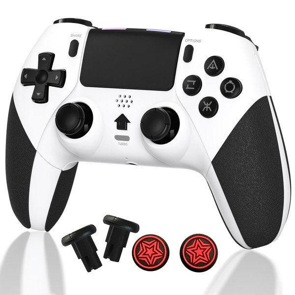 TERIOS Wireless Controller Compatible with PS4/PS4 Pro/PS4 Slim, (No Drift) Control for PS4 with Hall Sensor Joystick-Speakers-6 Axis Motion Sensor-Programming-Auto Turbo Function (Upgraded)