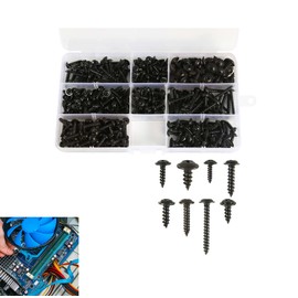 340PCS Self Tapping Screws, Black Screws Assortment M3 M3.5 M4 M5, Carbon Steel Pan Head Galvanized Small Anti-rust Drilling Wood for Repairing with Storage Box, 8 Size