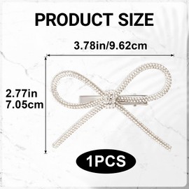 Hzopcw Rhinestone Bow Hair Clips for Women, Glitter Silver Bow Hair Barrettes, Sparkly Non-Slip Rhinestone Hair Accessories for Thin Thick Long Short Straight Curly Hair