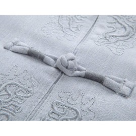 ZooBoo Tai Chi Uniform Shirt - Qi Gong Martial Arts Wing Chun Shaolin Kung Fu Shirt Training Cloths Apparel Clothing (L, Light grey)