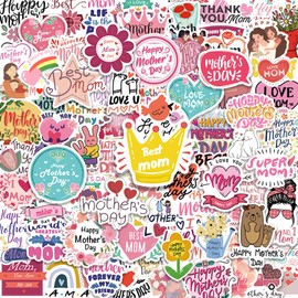 100PCS Mother's Day Stickers Pack, Waterproof Vinyl Decals for Water Bottles, Laptops, Holiday Party Favors