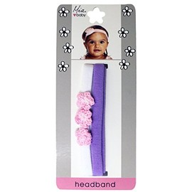 Mia Baby Headbands, Hair Accessory with Crocheted Flowers on Thin Soft Terry Cloth Elastic Rubber Band, for Babies, Girls, Baby Showers 2pcs
