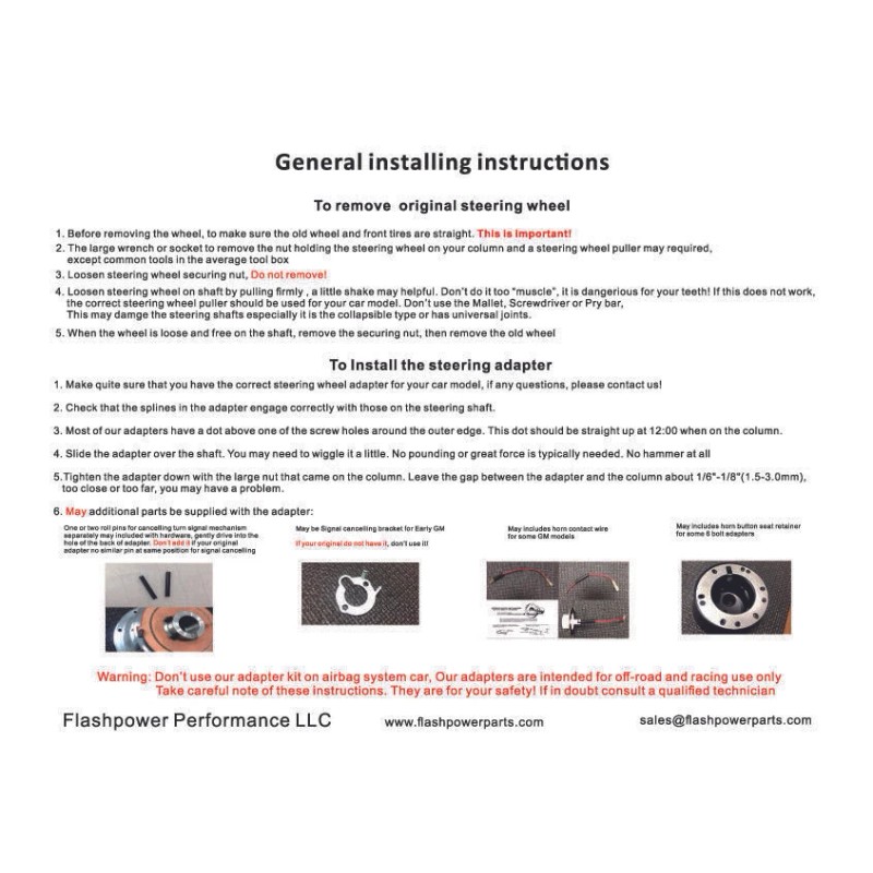 FLASHPOWER GM Chevy Steering Wheel Adapter 9 Bolt Billet Polished