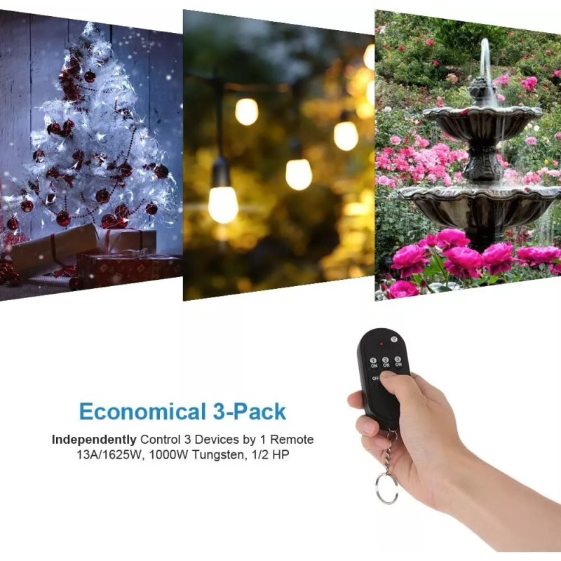 DEWENWILS Outdoor Indoor Wireless Remote Control Outlet Kit, Waterproof 100