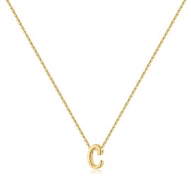 Memorjew 925 Sterling Silver Initial Necklace, Dainty Alphabet Letter C Gold Cursive Initial Necklaces for Women Gifts Jewelry letter necklace for women