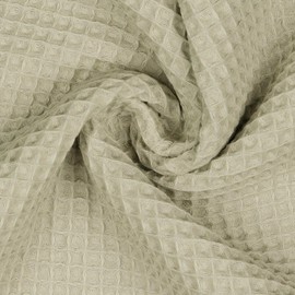 VmG-Store 1 m Waffle Pique 100% Cotton Oeko-Tex No Sold by the Metre Over 40 Colours to Choose From Waffle Fabric (008 I Beige)
