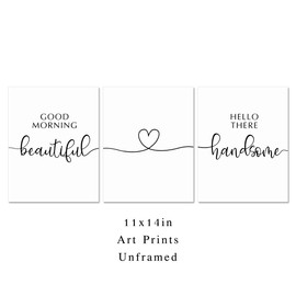 Good Morning Beautiful, Hello There Handsome Prints, Bedroom Prints, Couple Prints, Bedroom Decor, Bedroom Wall Art, Home Decor Art Prints, Bedroom Sign, Unframed (11x14 inch)