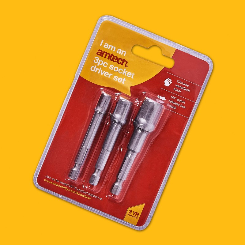Amtech I5700 Socket Driver Set, Hex Extension Adapter, 3 Piece