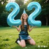 40 Inch Light Blue Number 22 Digital Balloon,Jumbo Mylar Foil