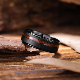 King Will Mens Wedding Band 8mm Tungsten Rings for Men KOA Wood Inlay Size 7-14 for Daily Wear丨Nature Collection 11