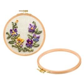 PATIKIL 2 Pieces 6 Inch Embroidery Hoops Round Adjustable Beach Wood Circle Cross Stitch Hoop Ring Bulk for Embroidery Art Craft Handy Sewing Decoration