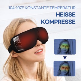 HubiCare Eye Massager with Heat, Vibration, Heated Massager for Migraines, Relaxation and Reduce Eye Strain, Dark Circles, Eye Bags, Dry Eyes (Black)