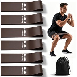 Criyar 6 Pack XX-Heavy Resistance Loop Bands, Thickened Natural Rubber Workout Bands for Legs Glutes and Strength Training, Snap Resistant Fitness Gear for Men Women, 20-85 lbs, Coffee