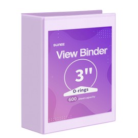SUNEE 3 Ring Binder 3 Inch 1 Pack, Clear View Binder Three Ring PVC-Free (Fit 8.5x11 Inches) for School Binder or Office Binder Supplies, Purple Binder