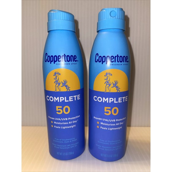 Coppertone Lot of 2- Coppertone Complete SPF 50 -Sunscreen Spray