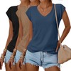Huukeay 3 Pack Women’s V Neck T Shirts, Cap Sleeve