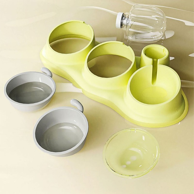 Pet Water Food Bowls 3 in 1 Prevent Slip Tilted