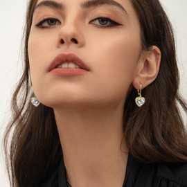 ALEXCRAFT Heart Glitter Earrings Gold Silver 925 Hanging with Zirconia Dangle Earrings for Women for Women Girlfriend Mum