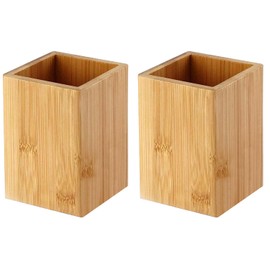 2 Pieces Rectangular Pen Holder, Wooden Pen Holder, Simple Stationery Storage Box, Makeup Brush Storage Box, Desktop Organization Box, Suitable for Home, School, Office