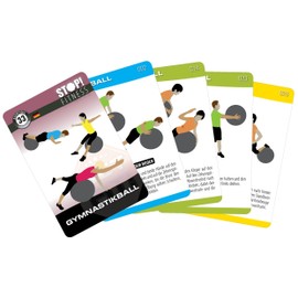 Stop! Fitness | Gymnastikball Fitness Ball | Trainingskarten Übungskarten, deutsche Version, Kartengröße 66 x 100 mm mit Kunststoffbox