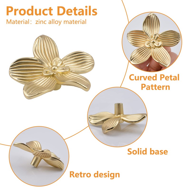 MOROBOR 4pcs Petal Drawer Knobs Kitchen Handle for Cabinet Dresser