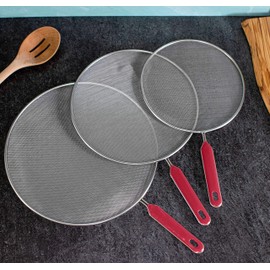 BitimexHome Grease Splatter Screen For Frying Pan Cooking - Stainless Steel Splatter Guard Set of 3-8", 10" and 11" inch -Fine Mesh Iron Skillet Lid- Hot Oil Splatter Shield