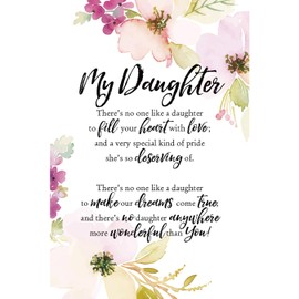 DEXSA My Daughter Wood Plaque - Made in the USA - 6 in x 9 in - Elegant Vertical Frame Wall & Tabletop Decoration | Easel & Hanging Hook | There's no one like a daughter to fill your heart with love